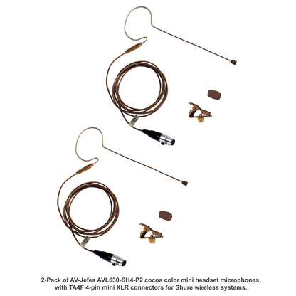 AV-Jefes AVL630-SH4-P2 (2-Pack) Mini Headset Microphones for Shure Wireless - TA4F 4-Pin Mini XLR