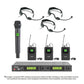 Rannsgeer 4-Channel Wireless Microphone System - UHF 128 Selectable Frequencies with 1 Handheld & 3 Headset Mics