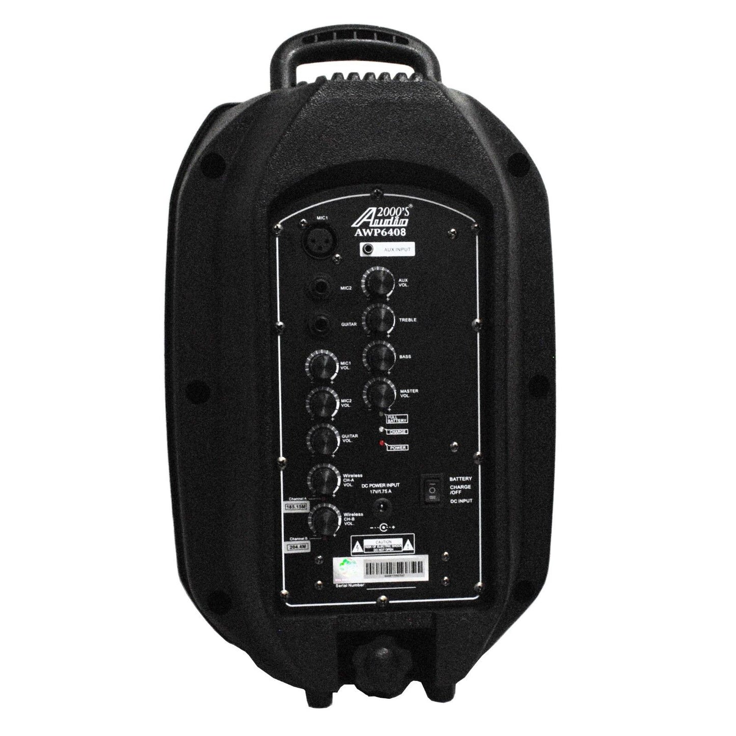 Audio 2000s AWP6408LL 50W Dual Channel Wireless Microphone Portable PA System 2 Body-Pack