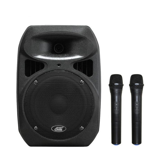 Audio2000s AWP6408HH 50W 8" 2 Channel Wireless Microphone Portable PA System with 2 Handheld