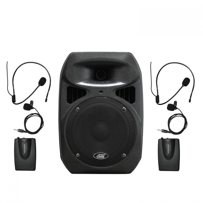 Audio 2000s AWP6408LL 50W Dual Channel Wireless Microphone Portable PA System 2 Body-Pack