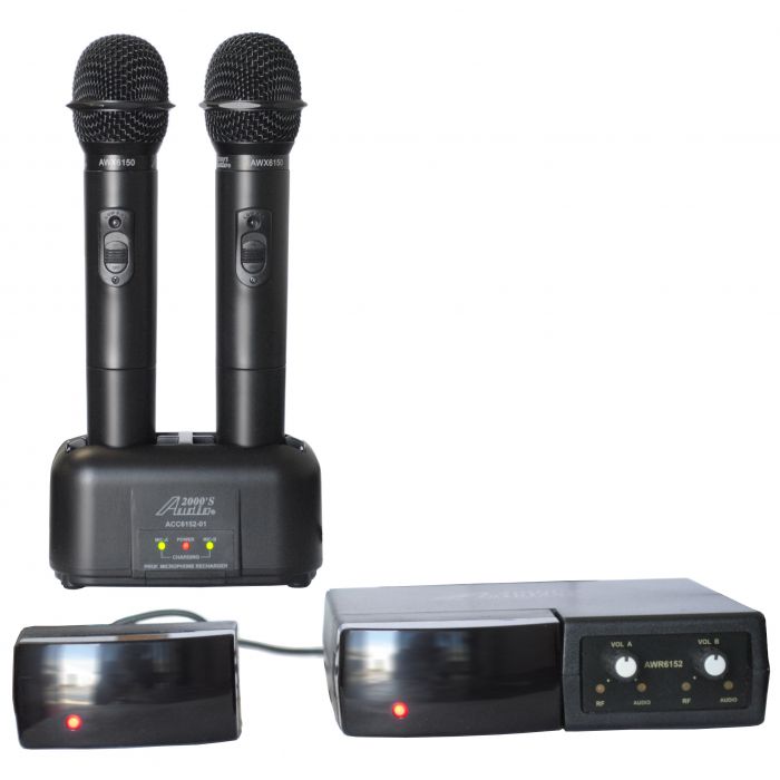 Audio 2000s WM6152i Dual Channel Handhelds Infrared Rechargeable Wireless Microphone