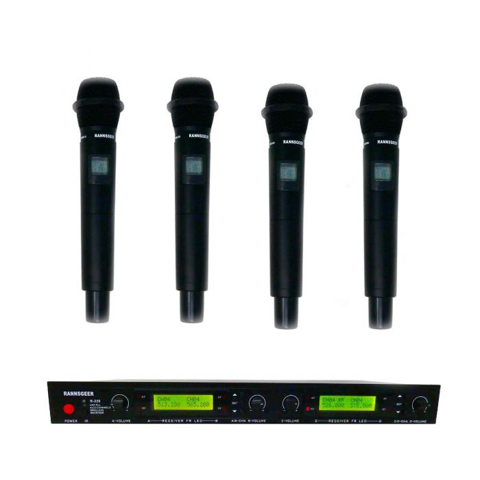 Rannsgeer UHF R288HD 4-Channel Handheld Wireless Microphone System