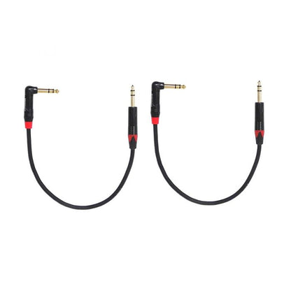 Rannsgeer 1/4" TRS to 1/4" TRS Balanced Audio Cable, Right Angle, 1ft (2-Pack)