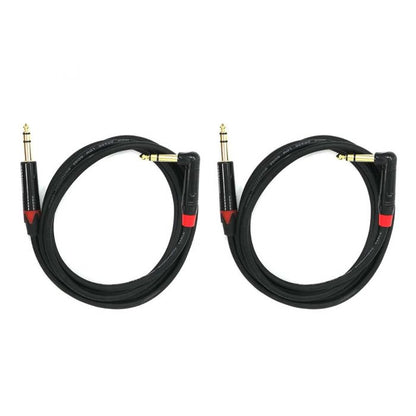Rannsgeer 1/4" TRS Stereo Patch Cable 2-Pack | Right Angle to Straight | 3ft Pro Audio Cord