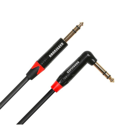 Rannsgeer 1/4" TRS Stereo Cable 2-Pack | 6ft Right Angle to Straight | Balanced Cord