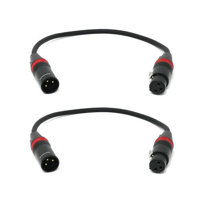 Rannsgeer R7201P2 1ft XLR Patch Cable (2-Pack) - Gold-Plated 3-Pin Male to Female Microphone Cord