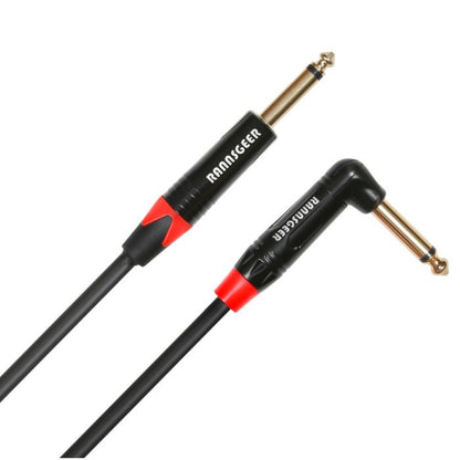 Rannsgeer 1/4" TS Patch Cable 2-Pack | Right Angle to Straight | 1ft Pro Audio Shielded Cord